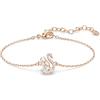 Swarovski Braccialetto Swan, Taglio misto, Cigno, Bianco, Placcato color oro rosa
