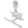 The Charmery Ciondolo a forma di sciatore in argento 925, compatibile con braccialetti Pandora, Trollbeads, Chamilia, Biagi e molti altri braccialetti con ciondoli del Regno Unito.