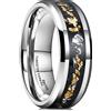 King Will Fede nuziale da uomo in carburo di tungsteno, 6 mm, 8 mm, nero/argento, con intarsi a frammenti, bordo smussato, S 1/2(60.8mm), Carburo di tungsteno, Nessuna pietra preziosa