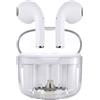 NK NK-FA340052 - Cuffie Bluetooth senza fili, con custodia di ricarica magnetica, 12 ore di autonomia, design quadrato trasparente