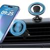 Carehabi Supporto magnetico per cellulare da auto, supporto magnetico a 360°, doppia ventilazione, cruscotto, auto, supporto magnetico per cellulare con 2 anelli in metallo per iPhone 15, 14, 13, 12