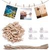 guangyuan 100 Pezzi Mollettine Legno Piccole 2,5 cm Mollette Legno Piccole Mini Mollette in Legno Decorative per Natale, Matrimonio, Festa, Appendere Foto