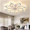 Caufloce LED Ventilatore da Soffitto con Luce Grande Camera da Letto Dimmerabile Plafoniera Ventilatore Reversibile Compatibile con Alexa Silenzioso Lampadario Ventilatore Fiore Smart 6 velocità-Noir||Alexa