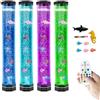 FineLiMoLa Lampada per acquario a bolle ottagonali extra large da 81,3 cm, tubo sensoriale largo 12,7 cm con 5 pesci e simpatici squali, base stabile da 14 cm con LED blu Morden, luce notturna con 16 colori