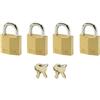 Master Lock 120EURQNOP Piccolo Mini Lucchetto Chiave, Set di 4, Pacco Famiglia - Ottimo per valigia e armadietto