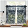 ALIGOGO Tende da cucina in pizzo nero, lunghezza 91 cm, eleganti gotiche per camera da letto, bagno, tasca per asta, piccola finestra, decorazione per Halloween/boho, 2 pannelli
