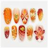 Nymora Unghie Adesive, 30 Pezzi Unghie Finte a Mandorla Media Artigianali con Design 3D a Fiori, Lucide e Riutilizzabili per l'Estate per Donne e Ragazze Manicatura - Kit Portatile Jelly Gel