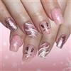 Nymora 24 Unghie Press On Opache per Natale - Design con Fiocchi di Neve Bianchi e Righe - Unghie Autoadesive - Unghie Artificiali - Fake Nails