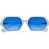 OKKIA Andrea Occhiali da Sole Unisex Esagonale Bianco Trasparente Blu