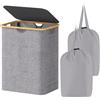 Lifewit Cesta Portabiancheria 120 L con Coperchio, Grande Cesto Biancheria Pieghevole in Bambù con Sacco Interno, Portabiancheria Salvaspazio, Laundry Basket per Camera da Letto, Bagno, Grigio Chiaro