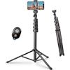 Rollei Treppiede Smartphone & Bastone Selfie 156cm Comfort Max2 Alluminio | Cavalletto per Smartphone con Telecomando & Supporto per Cellulare Selfiestick Colonna Centrale Estensibile per Phone DSLR