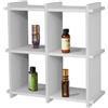 BAKAJI Scaffale Bacheca Libreria Mensole in Legno Bianco Multiuso a Parete 4 ripiani