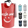 IHOMAGIC 95L Cesto per il Bucato in Tessuto con Manico in Alluminio - Freestanding Cesto Biancheria Sporca, Portabiancheria Pieghevole, Resistente al Cesto Porta Bucato per Campeggio, Hotel (Rosso)
