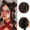 Sofeiyan 2Pcs Mini Chignon per Capelli con Clip ad Artiglio Disordinato Orecchie di Gatto Capelli Estensione Ondulato Sintetica Ciambella Updo Pezzi di Capelli per Donne, Marrone Scuro & Castano Scuro