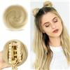 Sofeiyan 2Pcs Mini Chignon per Capelli con Clip ad Artiglio Disordinato Orecchie di Gatto Capelli Estensione Ondulato Sintetica Ciambella Updo Pezzi di Capelli per Donne, Biondo Dorato & Biondo Chiaro