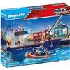 PLAYMOBIL City Action 70769 Grande Nave Container con Barca doganale, Galleggiante, dai 4 Anni