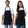 Chef Works Grembiule con tre tasche, tinta unita, nero, 2 pezzi, taglia unica