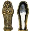 TRANSGOOD 3.5 Egyptian Mummy Pharaoh Sarcophagus w/Mummy Figurine Home Decor Collectible(Bronze)