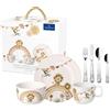 Villeroy & Boch - Roar like a Lion Set di Stoviglie per Bambini 7 Pezzi Beige, Lavabile in Lavastoviglie, Adatto per Microonde, Stoviglie, Piatti, Tazzine, Ciotola, Servizio, Porcellana Premium