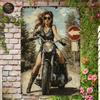 Targa Decorativa Metallo Motorcycle Girl - Poster Arte Vintage Parete