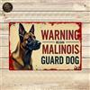 Targa Decorativa Metallo Warning Malinois Guard Dog - Poster Arte Vintage Parete