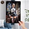Targa Decorativa Metallo Nun in Church - Poster Arte Vintage Parete