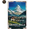 Targa Decorativa Metallo Grindelwald Switzerland - Poster Arte Vintage Parete