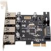 cablecc Adattatore scheda di espansione HUB PCI Express per scheda madre, 4 porte PCI-E a USB 3.0, 5 Gbps.