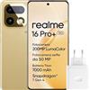 realme 16 Pro+ 5G Smartphone, 8GB+256GB, Display Curvo AMOLED 144Hz 6,8, Batteria 7000mAh, Fotocamera 200MP OIS, IP69K, Ricarica Rapida 80W, Doppia SIM, Next AI, Oro (Con Adattatore)