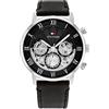 Tommy Hilfiger Orologio Analogico Multifunzione al Quarzo da Uomo con Cinturino in Pelle Nero - 1710565