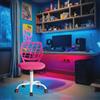 FurnitureR Compact Gaming Chair, Hollow PP Backrest, Adjustable Height, Ergonomic Swivel Sponge Seat, 5-Wheel Iron Base, for Teens & Kids Drawing, Gaming, Classroom, Deep Pink, 38,5 x 40 x 87 cm
