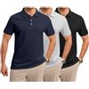 Geyuwoz Pacco da 3 Polo Uomo Manica Corta Cotone Golf Tshirt Sportiva Traspirante Poloshirt Basic T-Shirt Estate Polos per Uomo Casual Outdoor Nero Blu Scuro Grigio Chiaro M