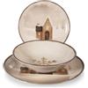 H&H, Set Tavola Natale Cinnamon Glow 18 Pezzi - Piatti in Stoneware con Decoro Casette Nordiche, Perfetto per il Natale e le Occasioni Speciali Invernali