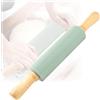 BINYI Mattarello in silicone con manico in legno e superficie antiaderente, consente di stendere facilmente l'impasto con poco sforzo per la cottura della p