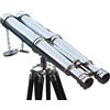 Fatto a mano Binocolo marittimo in ottone cromato con treppiede in legno supporto telescop...