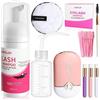 Mifeloy Set di 9 extension per ciglia, per salone, uso domestico, shampoo per ciglia e sopracciglia, mini USB, asciugacapelli, spazzole usa e getta, spazzola per la pulizia,