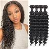IFLY Human Hair Bundles Estensioni per capelli umani Hair Extensions Deep Wave Curly Unprocessed Brazilian Virgin Weave Bundles Human Hair Extensions for Women Natural Black 8 10 12 14 Inches 280g