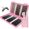 FANDIQ Kit di 580 ciglia finte singole, con colla e sigillatura, volume 40D-100D, extension per ciglia con spuntoni, curvatura a D, per fai da te a casa, 9-18 mm (kit)