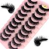 Uliya Ciglia Finte 10 Paia 7D Naturale Fluffy Pure Fatto a Mano Lungo Ricci Riutilizzabili Drammatico Ciglia Finte Multipack (7D32)