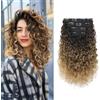 FLUFYMOOZ Extension per capelli con clip, 35,5 cm, 100% pura seta proteica, capelli corti e ricci, ondulati, extension con clip, capelli morbidi e naturali, da donna, da castano scuro a castano chiaro