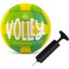SACAR Pallone Beach Volley Rainbow Size 5 con Gonfiatore ed Ago - PVC Soffice a Doppio Strato - Pannelli Cuciti a Macchina - Ideale per Spiaggia, Campeggio, Parco (MULTICOLOR)