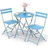 VOUNOT® Set da Giardino Pieghevole da 3 Pezzi, Set da Bistro Tavolo da Bistrot con 2 Sedie Balcone, Set di Mobili 3pz in Acciaio dal Design Moderno, Salvaspazio per Terrazza, Patio, Esterno, Blu