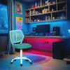 FurnitureR Compact Kids Gaming Chair, Hollow PP Backrest, Adjustable Height, Ergonomic Swivel Sponge Seat, 5-Wheel Iron Base, for Teens & Childrens Drawing, Gaming, Classroom, Turchese, 38,5 x 40 x 87