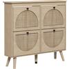 HOMCOM Mobile a scarpe 4 ribaltamenti 20 paia mensola regolabile stile bohémien piedi in legno massiccio 105 x 24 x 97,5 cm naturale
