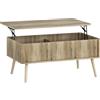 HOMCOM Tavolino da Caffè con ripiano Sollevabile, 2 Scomparti Nascosti e Gambe in Pino, 91 x 56 x 43 cm, Rovere | Aosom Italy
