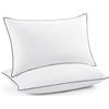 UNIKOME cuscino in piuma d'oca 50x75cm set di 2, lussuoso cuscino in piuma, cuscino in 100% coton, rivestimento in cotone organico collezione hotel, bianco, Oeko-TEX
