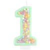 mciskin Candele di 1 ° compleanno di macaron verde per torta, glitter numero 1 candela per ragazze, decorazioni per il 1° compleanno, candela verde macaron,1 decorazioni per torte per ragazze e ragazzi