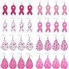 WANDIC 16 Paia di Orecchini a Nastro Rosa a 8 Stili, in Pelle Artificiale per la consapevolezza del Cancro al Seno, Idea Regalo per attività di Salute del Seno
