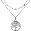 Lydreewam Collana Albero della Vita Donna Argento 925 Collana Catena Doppia con Scatola Regalo per Natale Compleanno, Regolabile 40+5cm