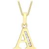 CARISSIMA Pendente con iniziale A in cubic zirconia 10 x 12 mm su collana con catena a curb taglio diamante da 0,7 mm in oro giallo 9 ct di lunghezza 46 cm/18 pollici